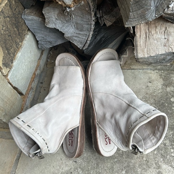 A.S.98 Ritchie women’s Ivory leather Modern Open-Toe Mules NWOBSz-38(7-1/2-8)  K - Picture 3 of 10